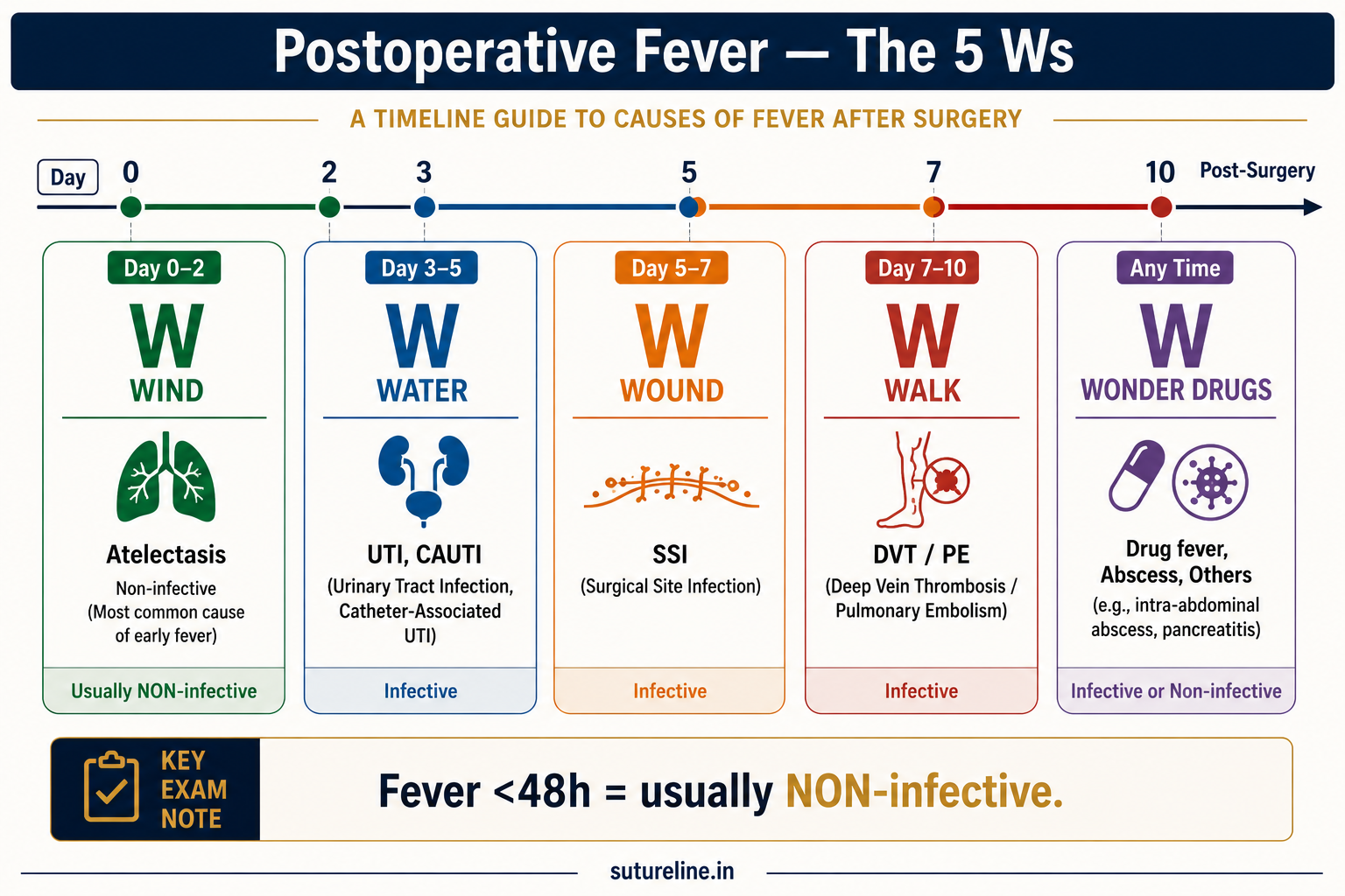 Postoperative Fever — 5 Ws Timeline